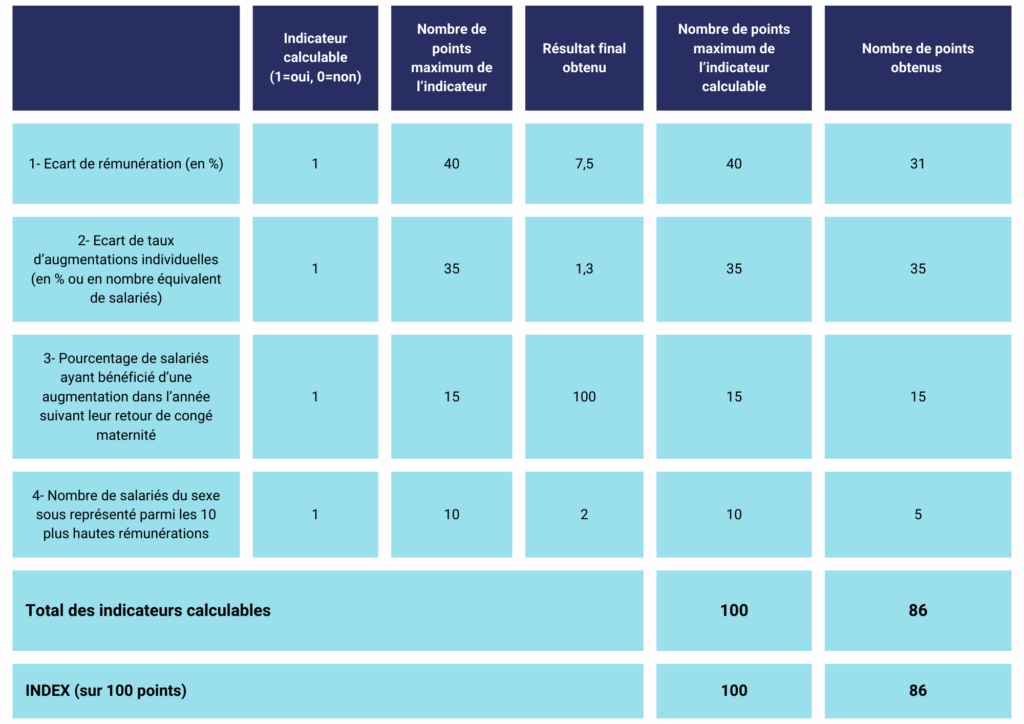 Index égalité professionnelle femmes-hommes